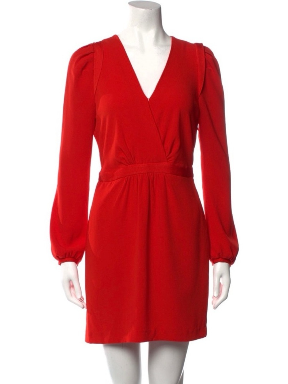 Maje Sheath Red V-Neck Long Sleeve Dress Size 1